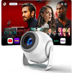 Smart Mini Projector with Android 14 OS, 1080P/4K/8K Video Decoding, WiFi